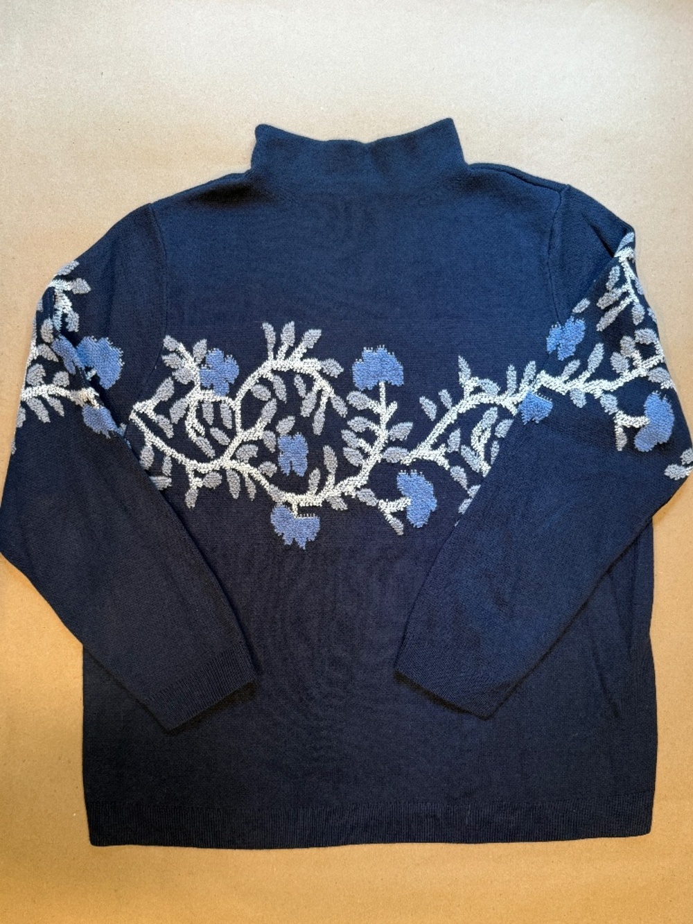 J.Jill Blue Floral Sweater PL